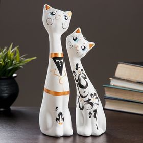 Фигурка декоративная керамическая Пара Влюбленных Котов/ декор для дома