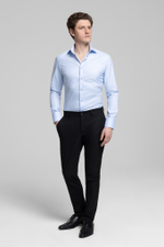 Рубашка голубая с жаккардовым плетением «Ромбы»