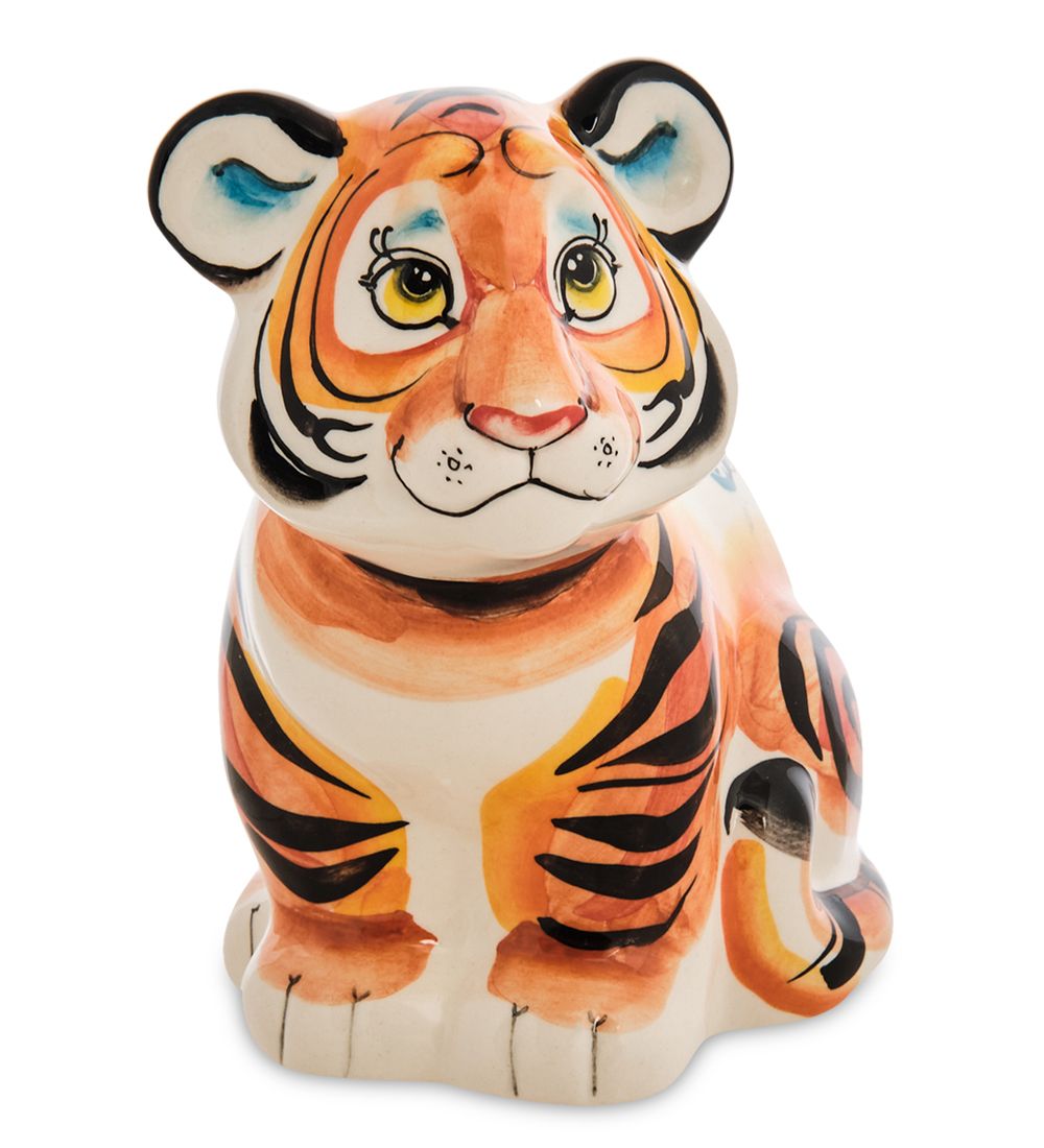 ГЛ- 797 Копилка «Тигр» бол. цв. (Гжельский фарфор)