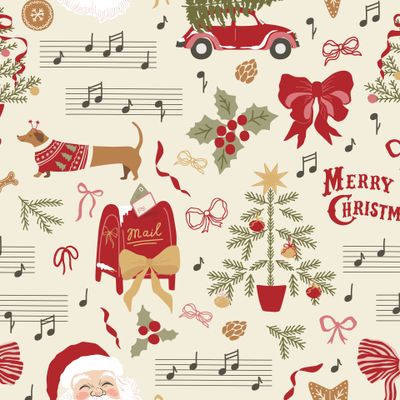 Новогоднее настроение - мелодия, ноты, бантики, собаки.