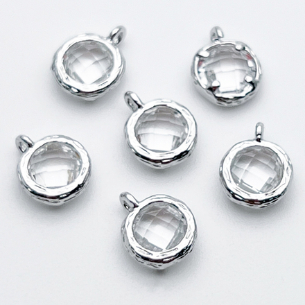 Подвеска Круг, цвет серебро+прозрачный, размер 9*7,5 мм, цена за 1 шт