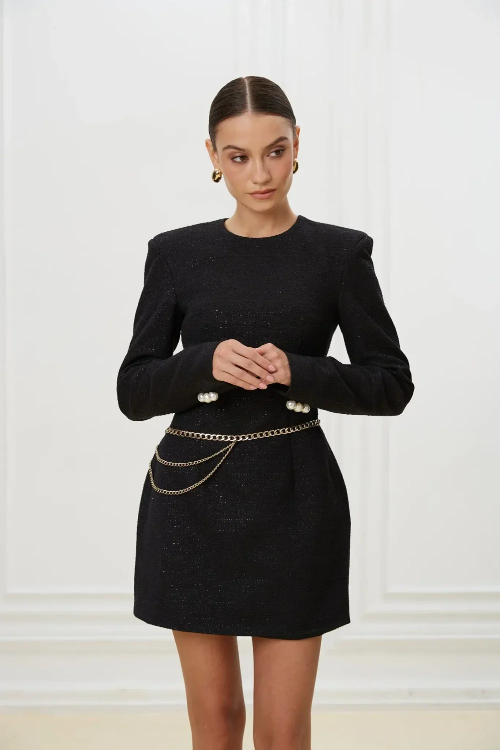 Платье с плечиками,Черный