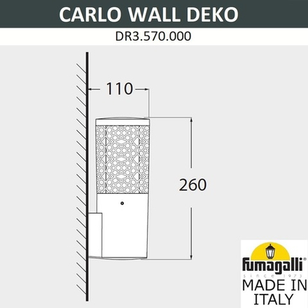 Светильник уличный настенный FUMAGALLI CARLO DECO WALL DR3.570.000.WXU1L