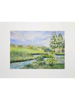 Картина авторская акварельная в паспарту 30х40 см на стену для интерьера "Майское Веребково"