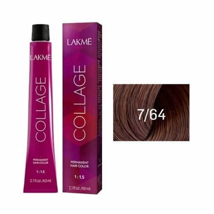 Lakme Collage Крем-краска для волос, 7/64 Средний блондин коричнево-медный, 60 мл