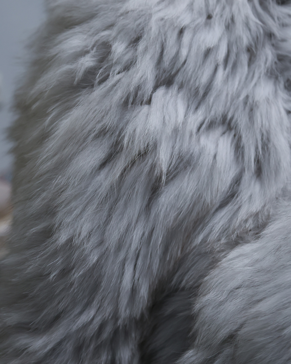 Вязаный плед из натурального меха песца 200*150 см ("соль с перцем")