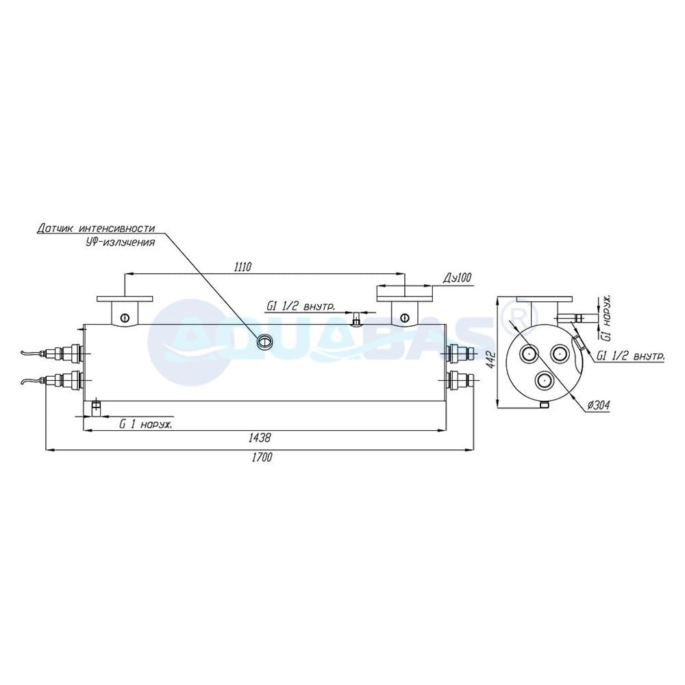 УФУ.100.БП Излучатель ультрафиолетовый УФУ-100 с датчиком УФ и блоком промывки