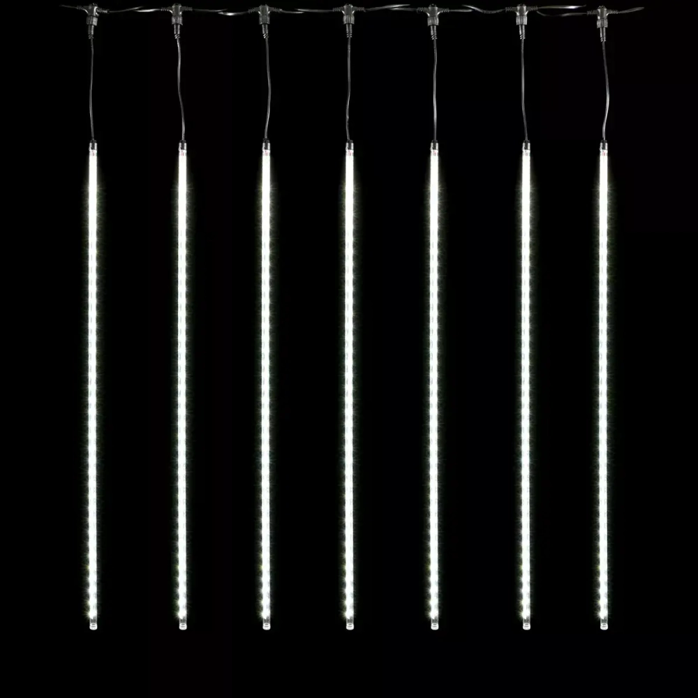 Гирлянда тающие сосульки 10 шт по 80 см., 12В, 720 Белых светодиодов, провод черный ПВХ, IP20