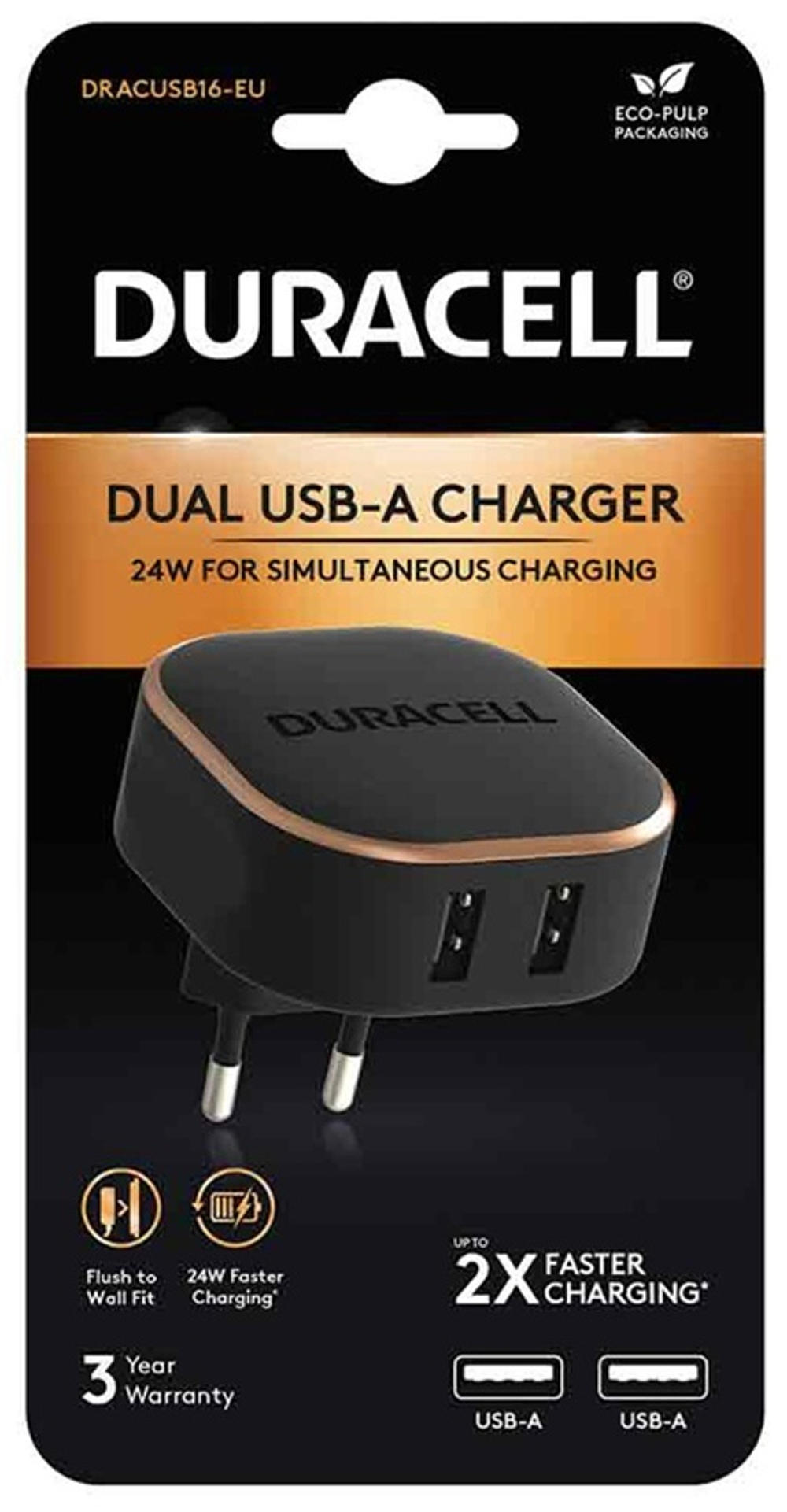 Зарядное устройство Duracell DRACUSB16-EU черный