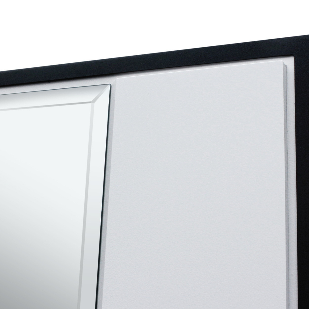 Входная металлическая дверь с зеркалом Бункер HIT Хит B-06 черный кварц / зеркало фацет ФЛЗ-618 Белый софт