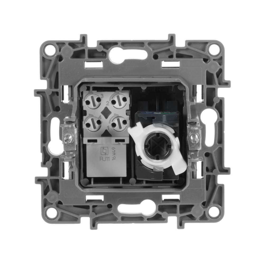 Розетка двойная RJ11+RJ45 категория 5e UTP антрацит ETIKA Legrand