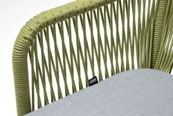 "Лион" стул плетеный из роупа, каркас из стали светло-серый (RAL7035) муар, роуп салатовый меланж круглый, ткань светло-серая