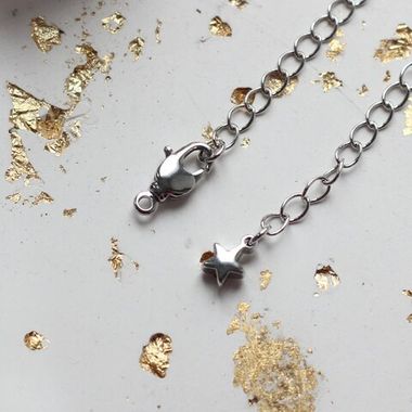 Замок карабин с цепочкой удлинителем 15*6 мм, родий, З094