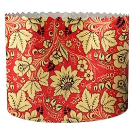 Форма для кулича d110, h85мм Золотые цветы на красном (300 гр.) 5 шт.