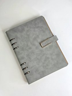 Блокнот органайзер А5 на кольцах 96 л. на магните в линейку серый (5919-5)