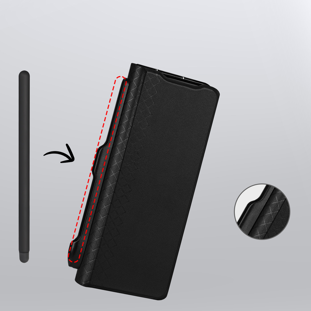 Чехол с премиальной искусственной кожи с MagSafe от Dux Ducis для Samsung Galaxy Z Fold 7, серия Bril Series Case (версия с S Pen)