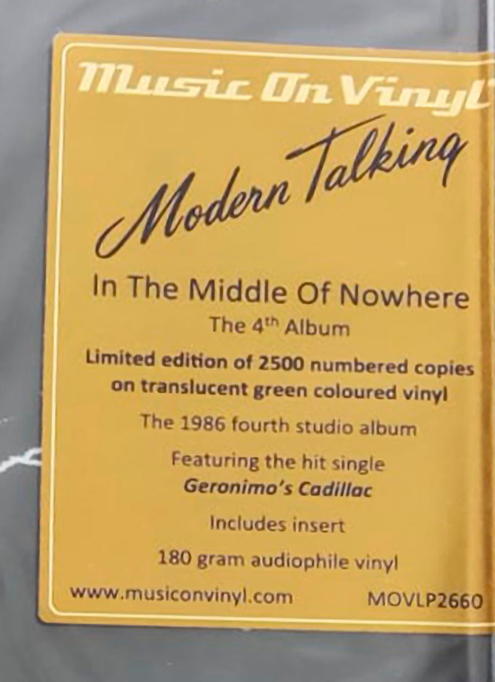 Modern Talking / In The Middle Of Nowhere (The 4th Album) (Coloured Vinyl)(LP)