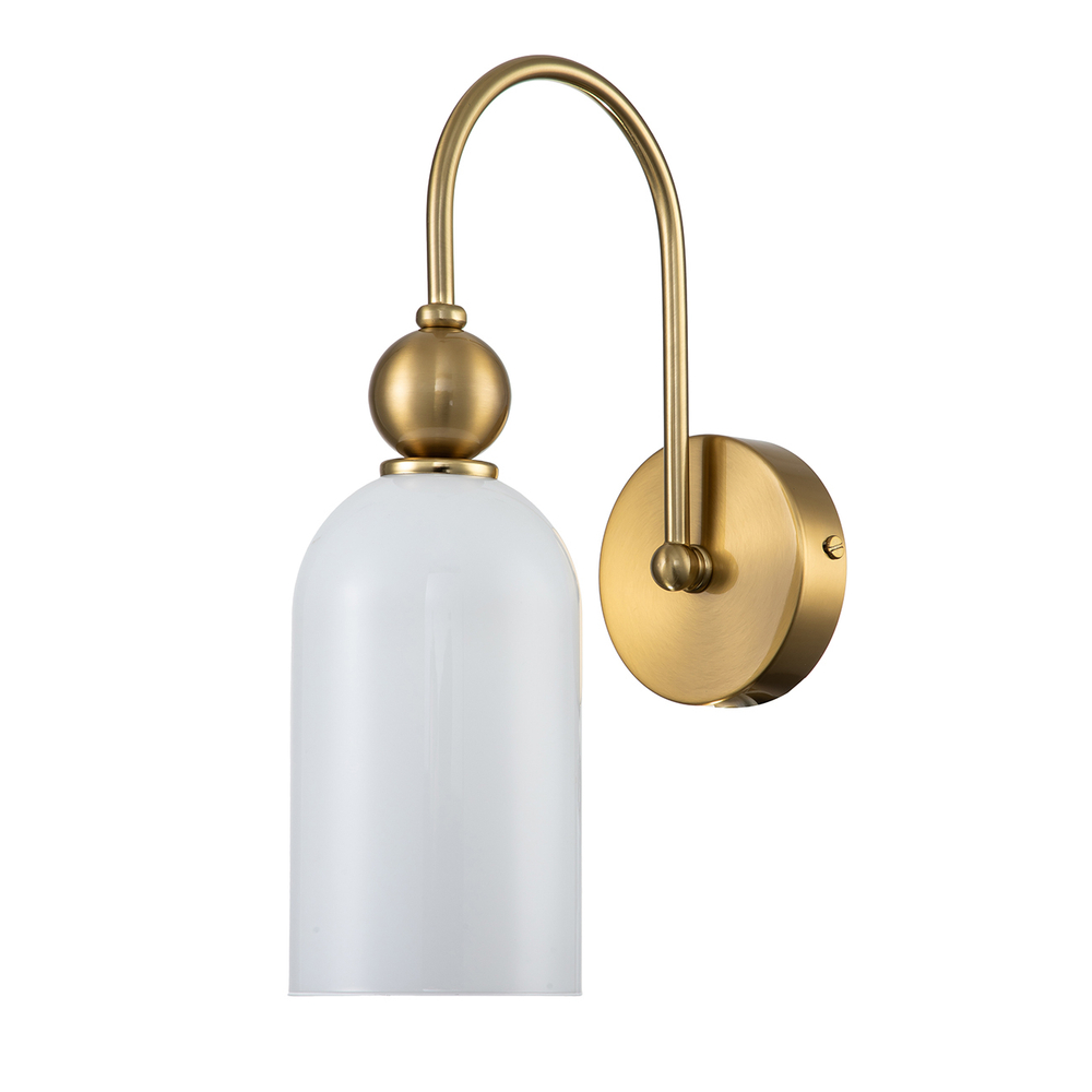 Настенный светильник 1x60Вт E14, металл/стекло, медь