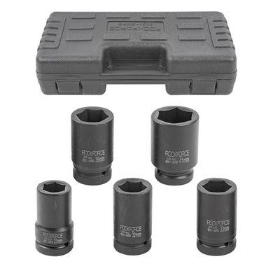 Набор головок ударных глубоких 5пр.,1''(6-гр)(27,32,33,36,41мм),в кейсе RockForce##Rock FORCE RF-8051-5MPB