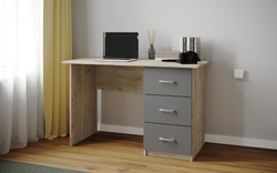 Письменный стол Сити-1, Дуб крафт серый, графит серый