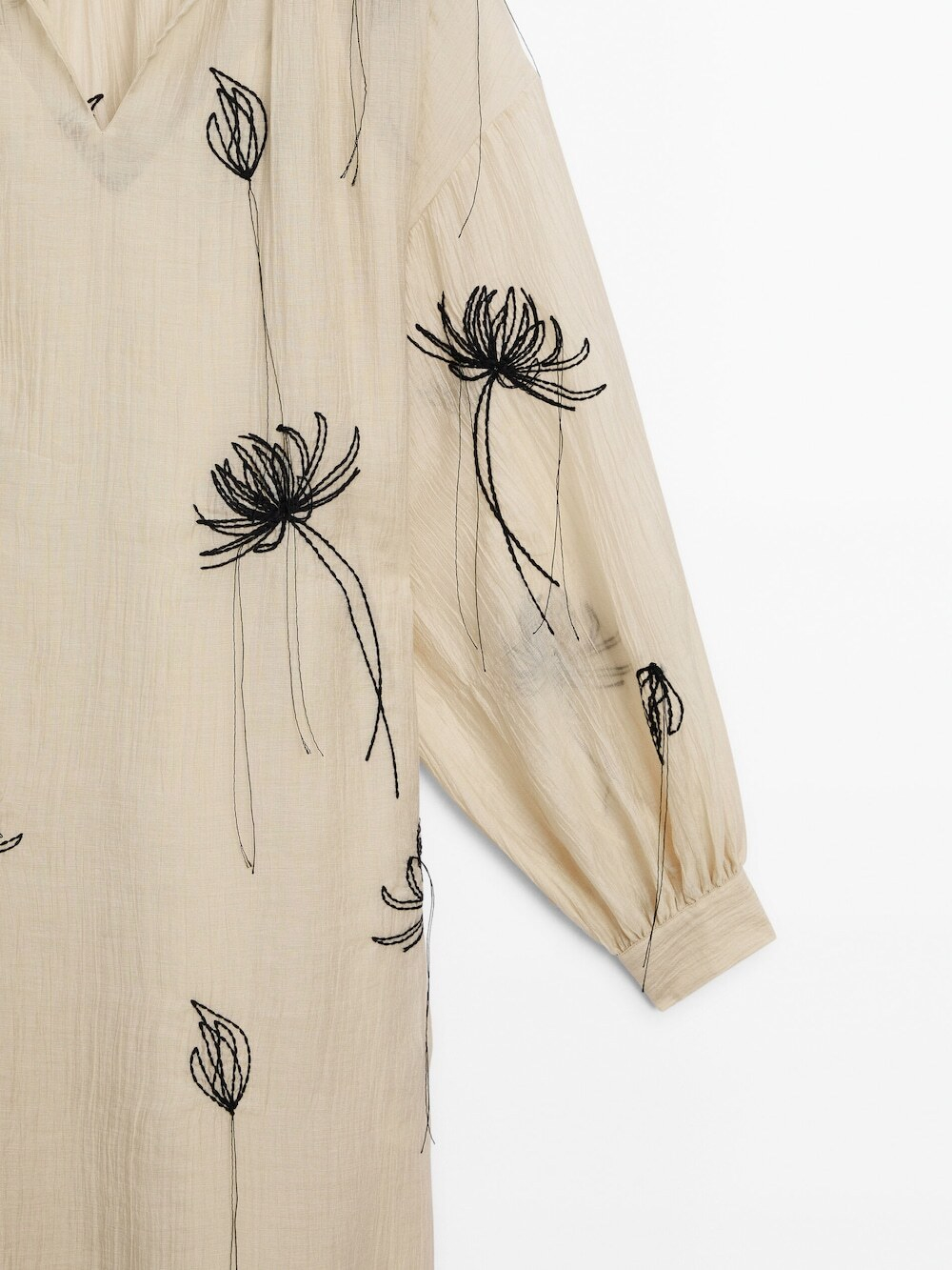 Massimo Dutti Платье с вышивкой и принтом, жженый