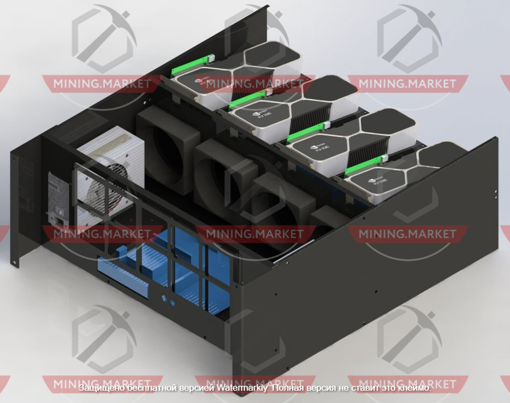 Корпус для майнинга с разделением потоков под 8 маленьких видеокарт