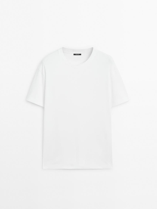 Massimo Dutti Хлопковая футболка-поло с короткими рукавами, белый