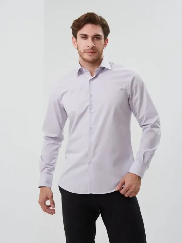 Рубашка приталенная SLIM FIT с длинным рукавом, перламутровая