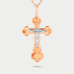 Крест православный из розового золота 585 пробы без вставки (арт. К-1002)