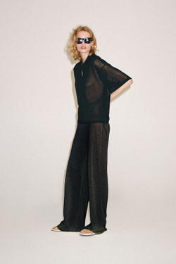 ZARA БРЮКИ ПРЯМОГО КРОЯ, ЧЕРНЫЙ