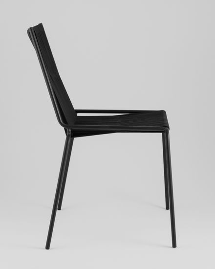 Стул уличный обеденный Lion черный из металла и шнура