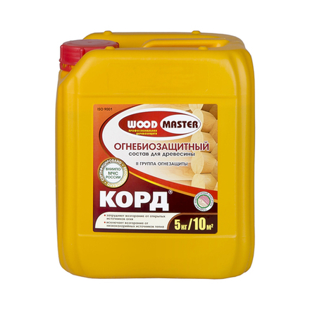 Огнебиозащитный состав для дерева Woodmaster Корд, с индикатором, 5 кг