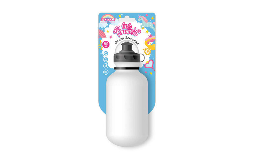 Фляга TRIX Little Princess детская, 500 мл, защитная крышка, LDPE (50)