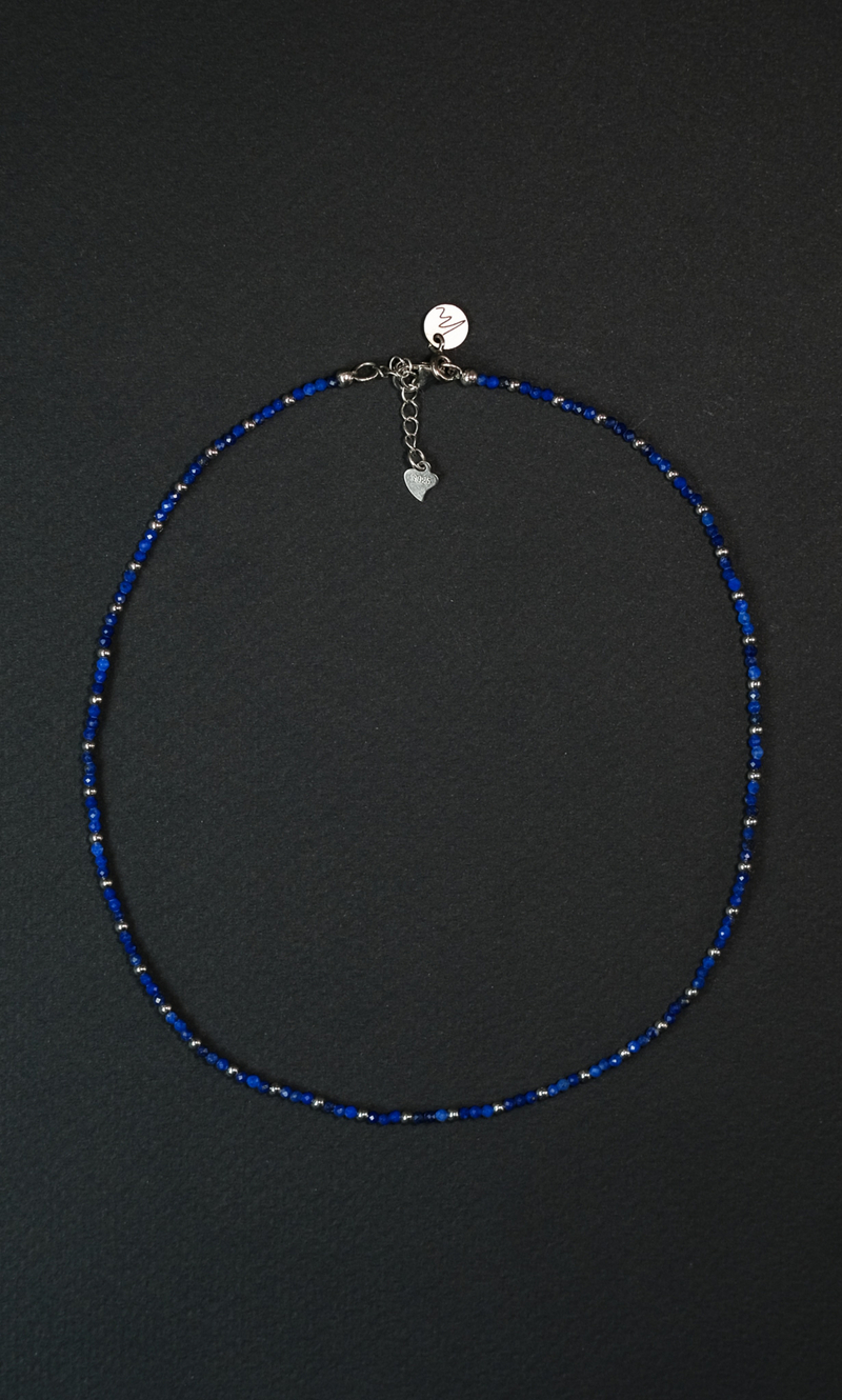 Цепочка "Memo about Finance" из лазурита с серебряными бусинами на замочке 47-54 см