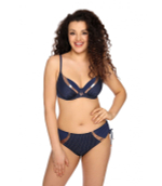 Купальный лиф со вставками из ткани с медным отливом (Размер: 80E) (Цвет: темно-синий)