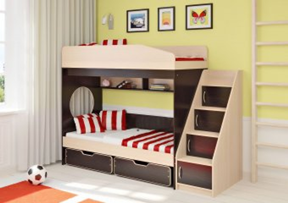 Двухъярусная кровать КарИВи Легенда 10.3  Дуб Молочный Венге