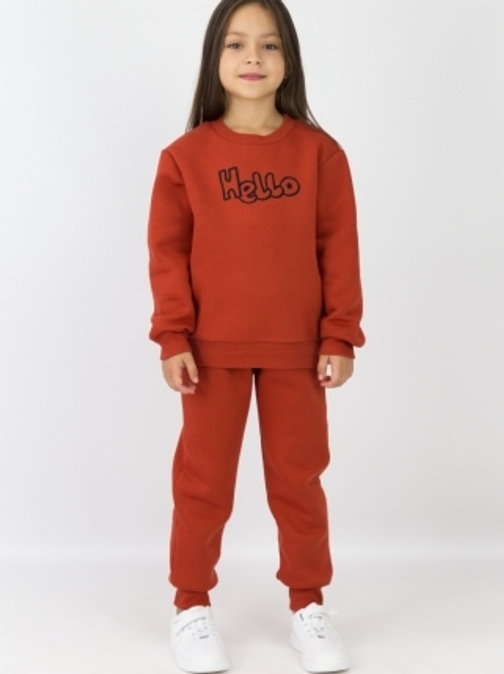 Свитшот из футера с начесом кирпичного цвета