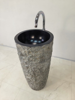 Раковина напольная из андезита Pedestal Black Marmo MN-65921 40х40х90 из натурального камня