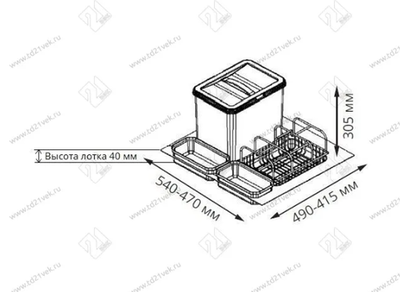 S-2534-A Система сортировки в базу 600 мм, Starax Order 2, (540-470х490-415х305), антрацит