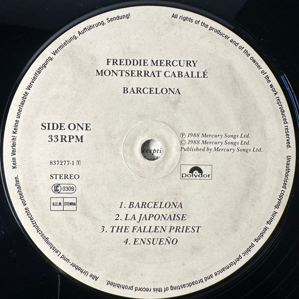 Freddie Mercury & Montserrat Caballé ‎– Barcelona (Европа 1988г.)