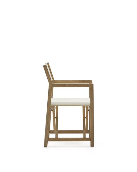 Складной стул Vilara для улицы из акации и ткани белого цвета