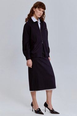 Бомбер в полоску из шерсти