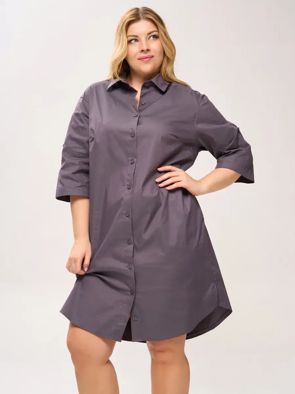Платье-рубашка с карманами