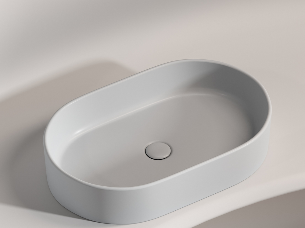 Умывальник чаша накладная овальная (цвет Серый Матовый) Element 608x385x122мм