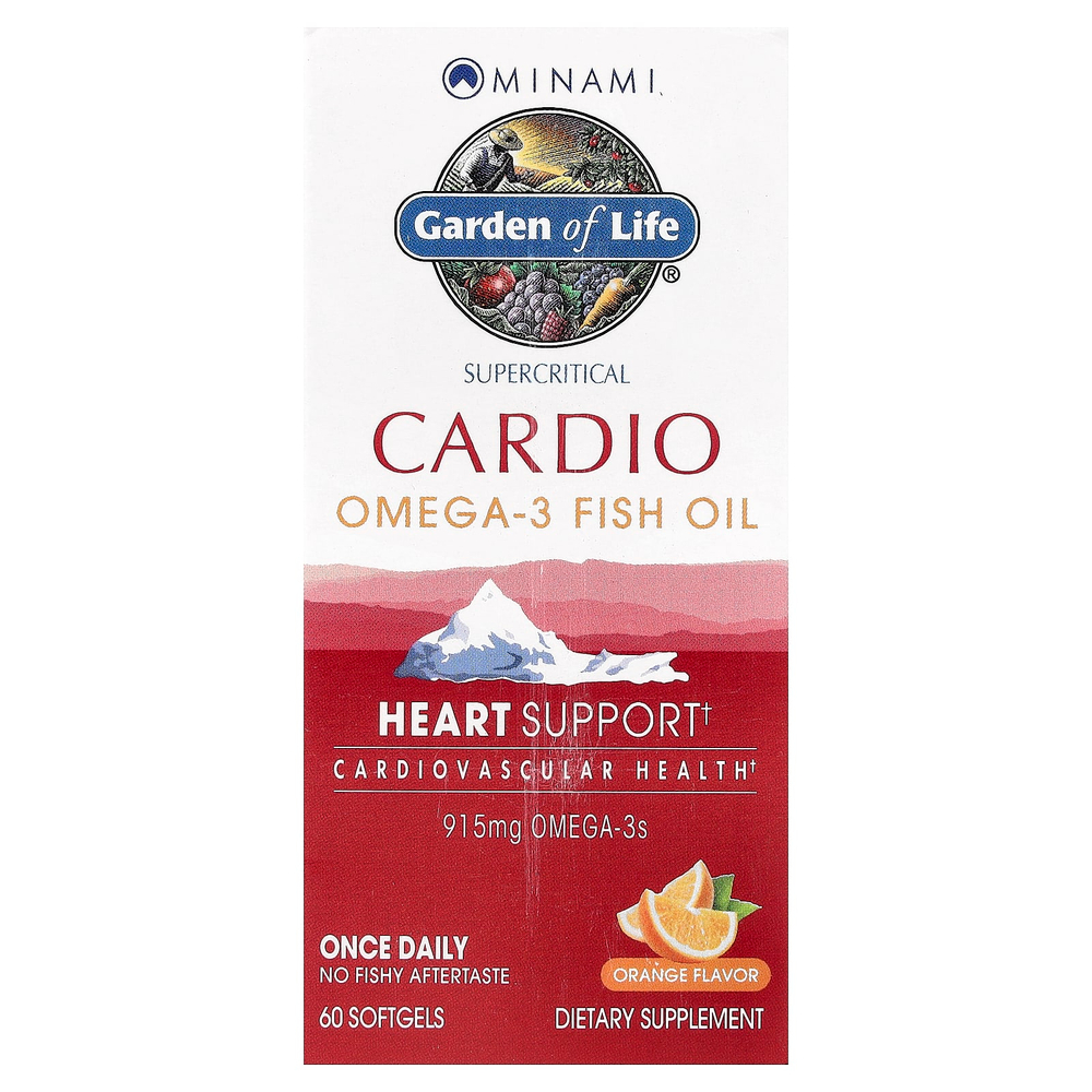 Minami Nutrition, Supercritical Cardio, рыбий жир с омега-3, апельсиновый вкус, 915 мг, 60 капсул