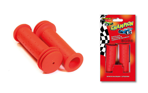 Грипсы TRIX Champion детские 102мм, антискользящие с упорами, резиновые, красные