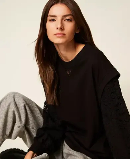 TWINSET Свитшот с кружевной вставкой