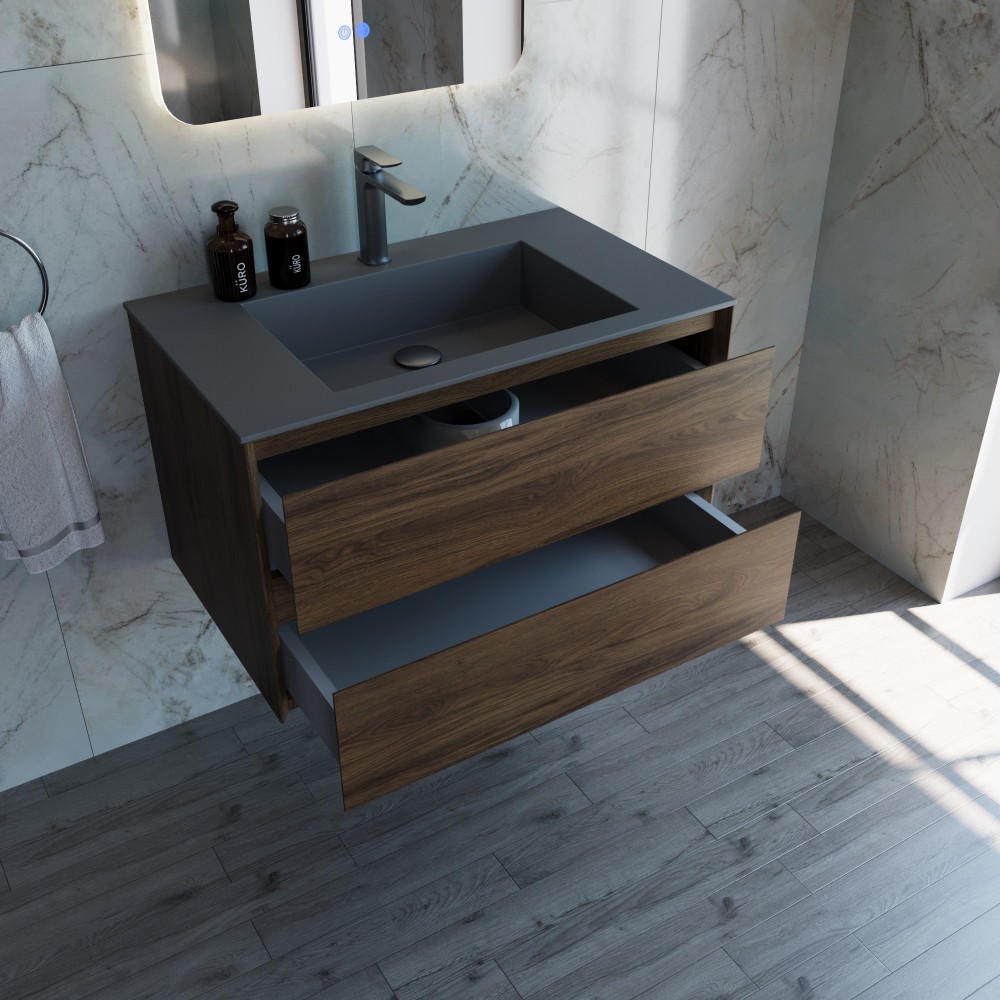 База под раковину Luka 800 подвесная, 2 выкатных ящика soft-close, С.Oak