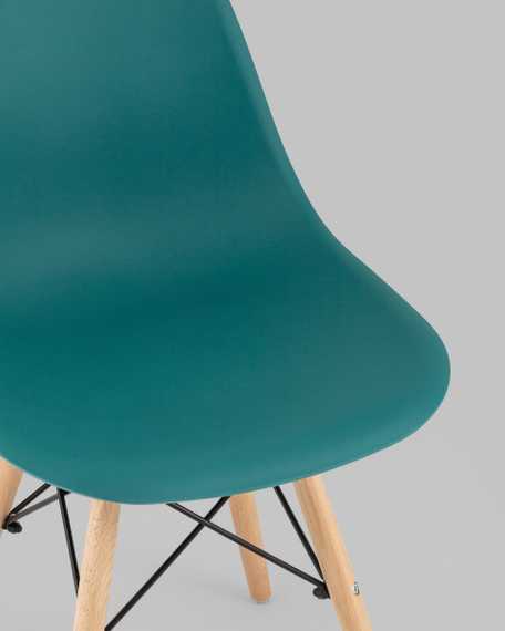 Eames Style DSW темно-бирюзовый пластик, стальной каркас, натуральный массив бука