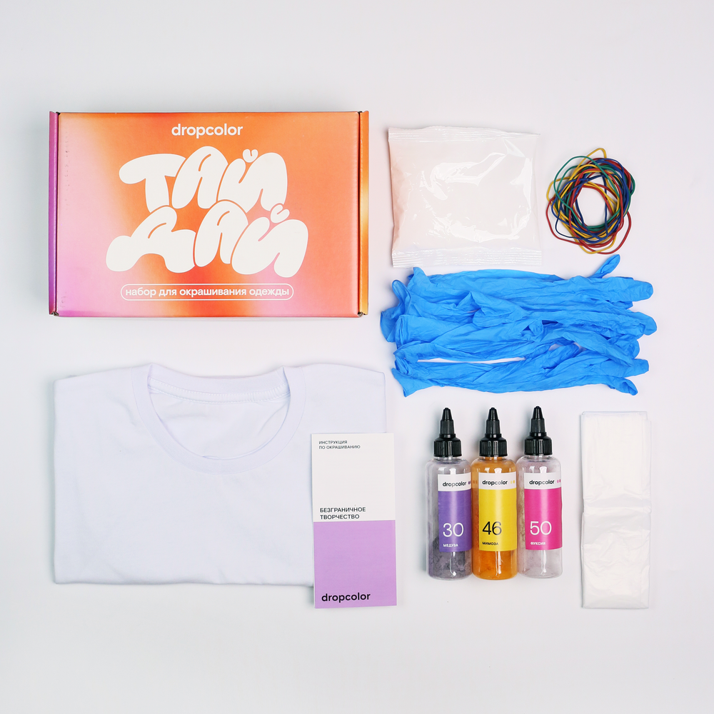 Набор тай-дай с футболкой пастельный